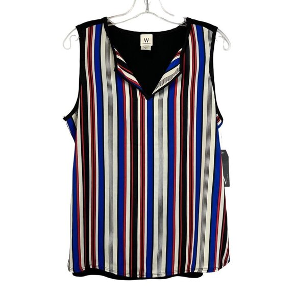 Wrapper Sleeveless Multicolored Striped Top Women’s Size Medium Lightweight New - Picture 1 of 9